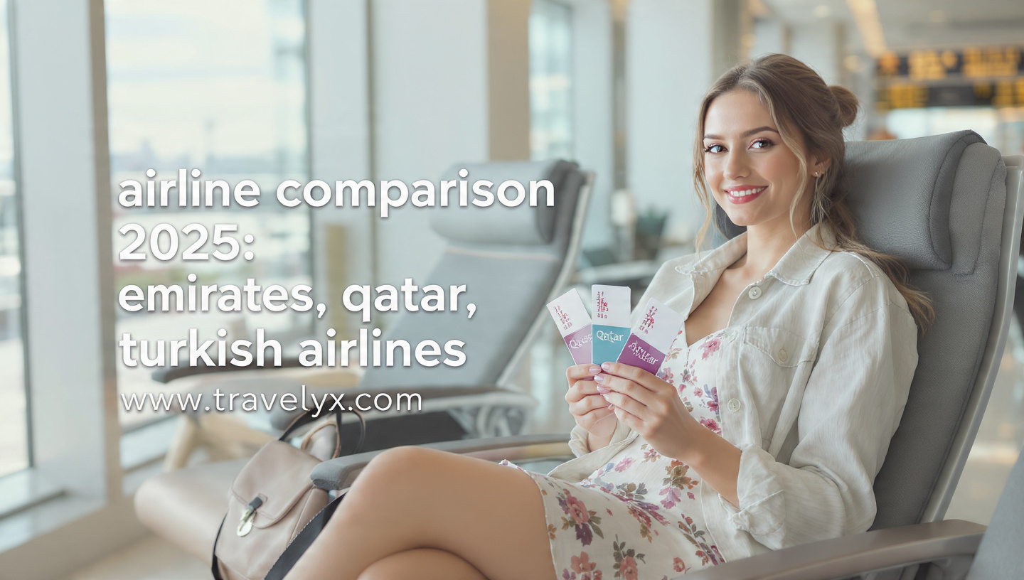 Three airline tickets from Emirates, Qatar Airways, and Turkish Airlines placed side by side, representing an airline comparison for international travel in 2025.